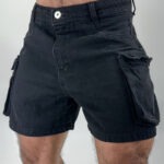 Bermuda Cargo Jeans Preta