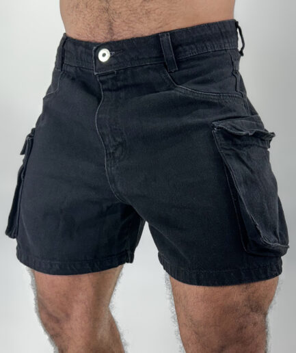 Bermuda Cargo Jeans Preta